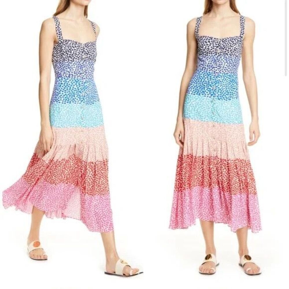 Philosophy Womens Brushstroke Maxi Dress Sleeveless Ombre Rainbow Size 16